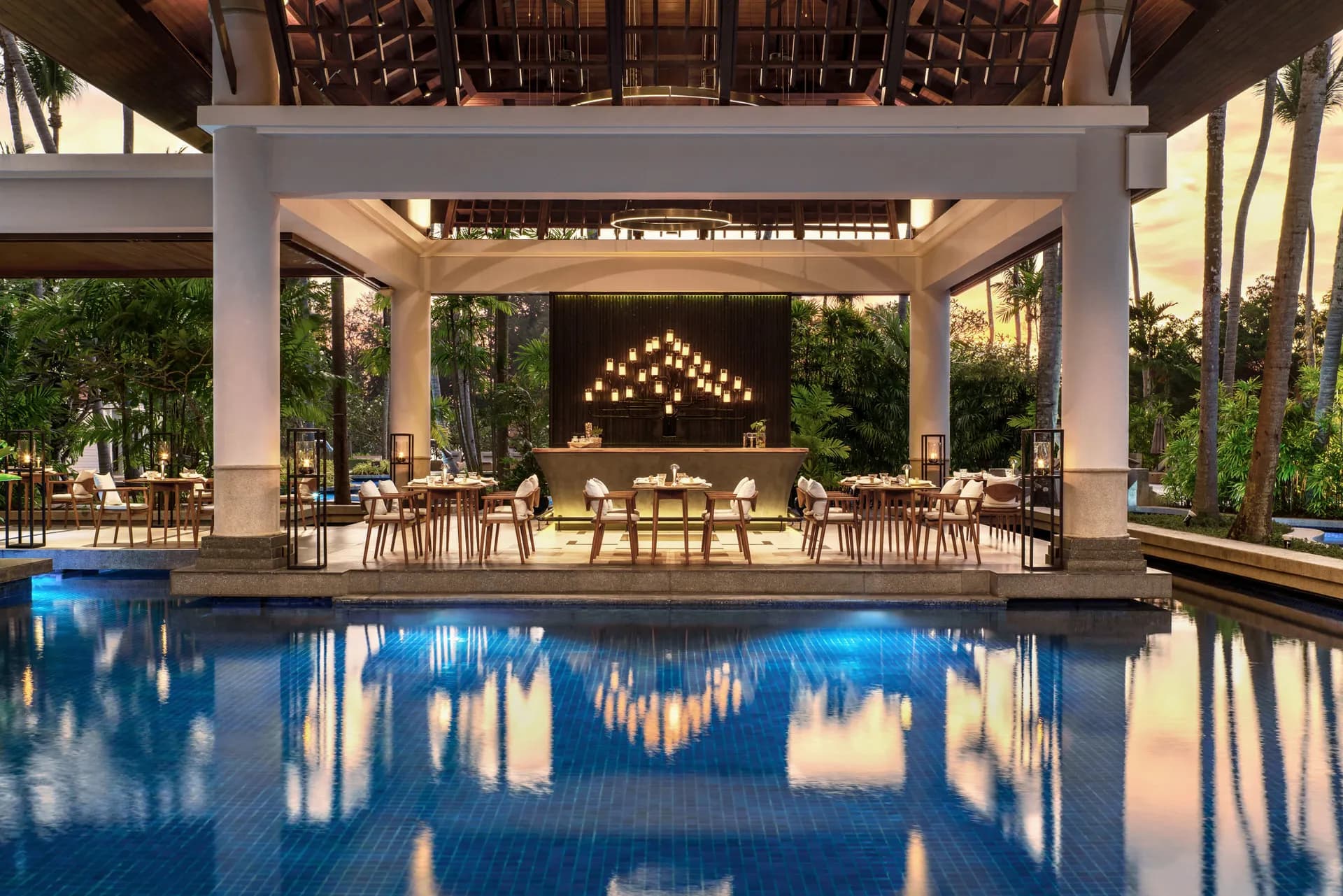 Lagoon Deck indoor outdoor event space on the lagoon shore at Banyan Tree Phuket, Thailand