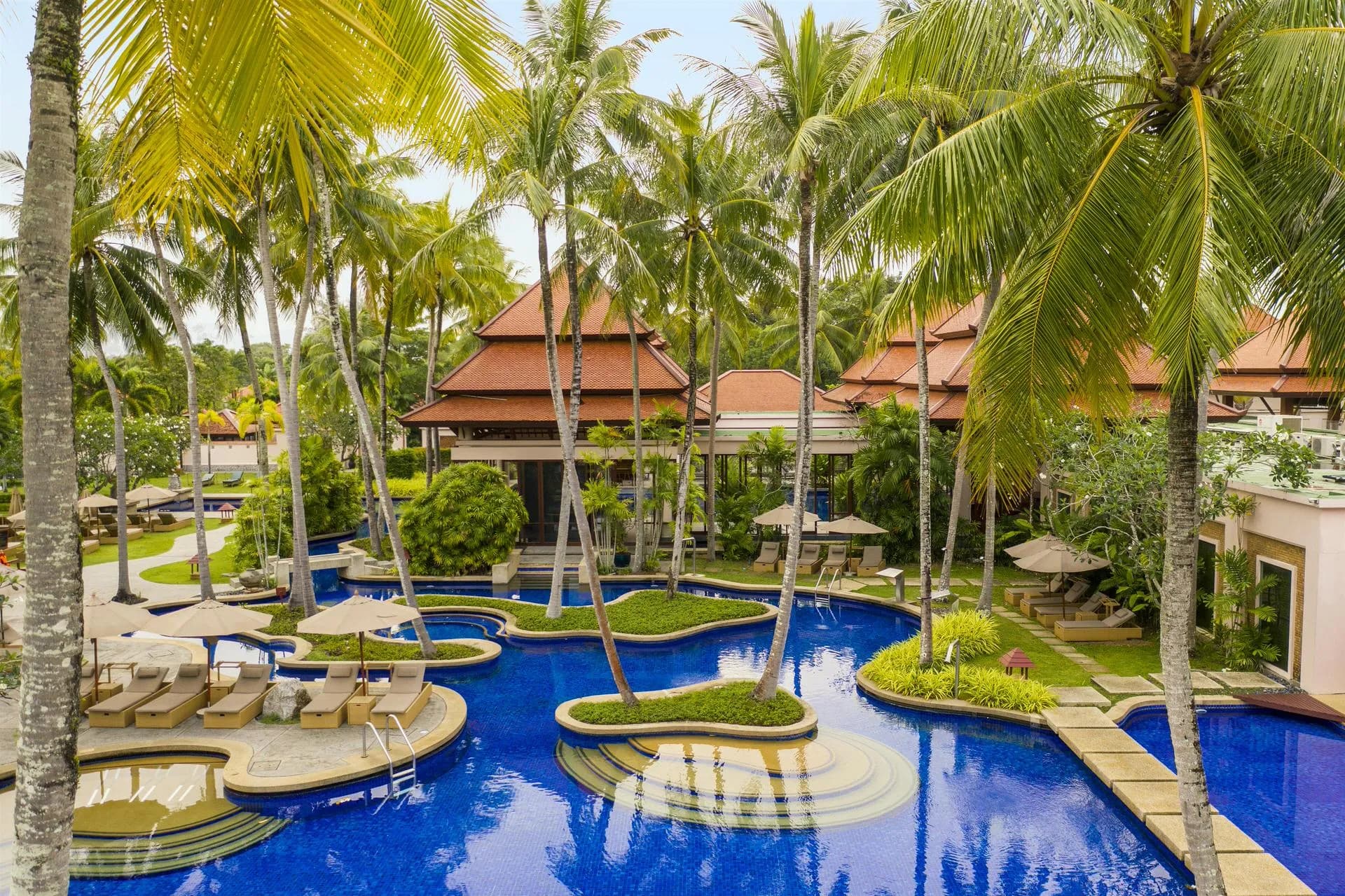 Main resort swimming pool at Banyan Tree Phuket all-villa lagoon resort, Thailand