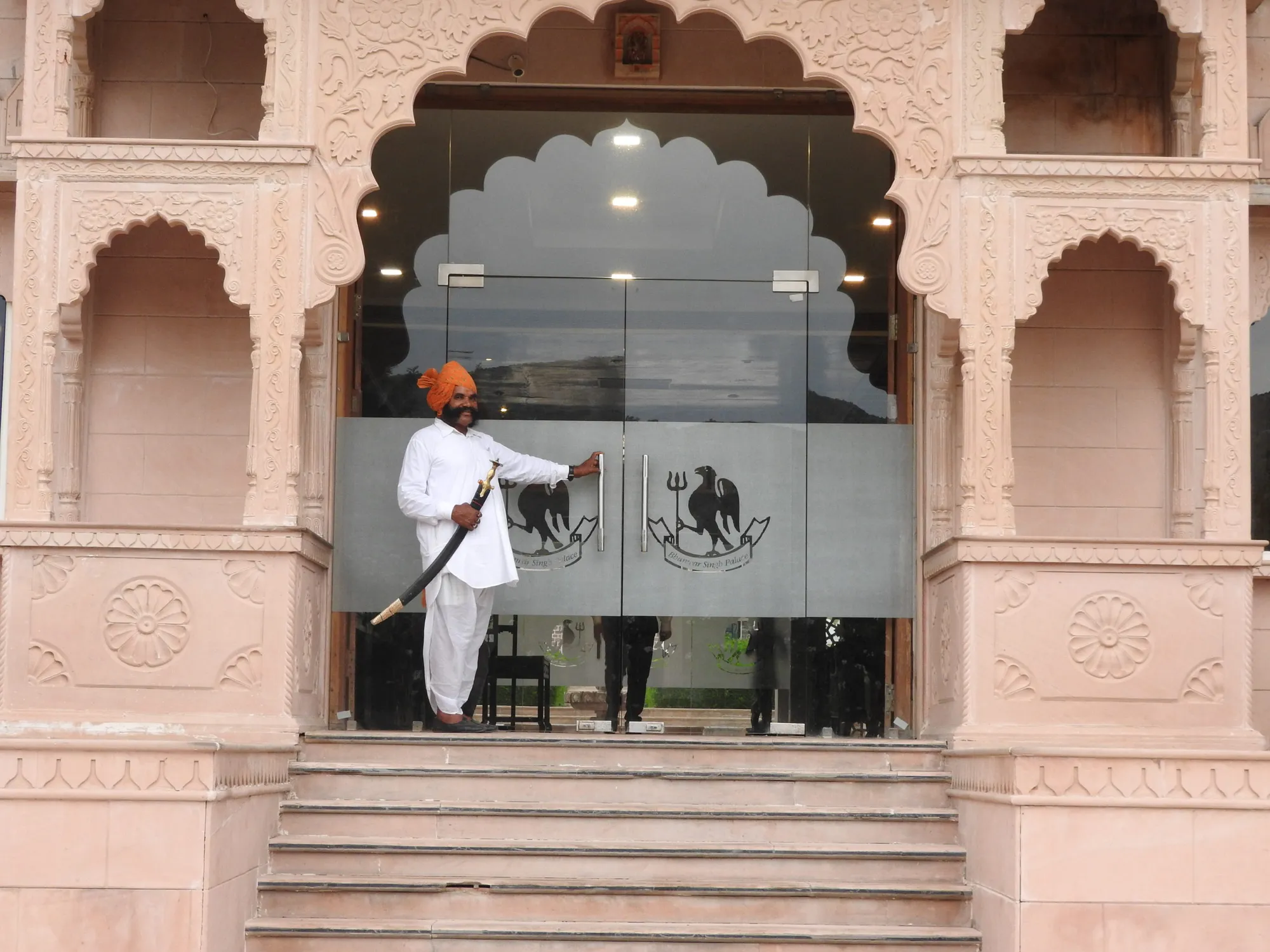 Open wedding celebration lawn at Bhanwar Singh Palace Pushkar under the Aravalli hills