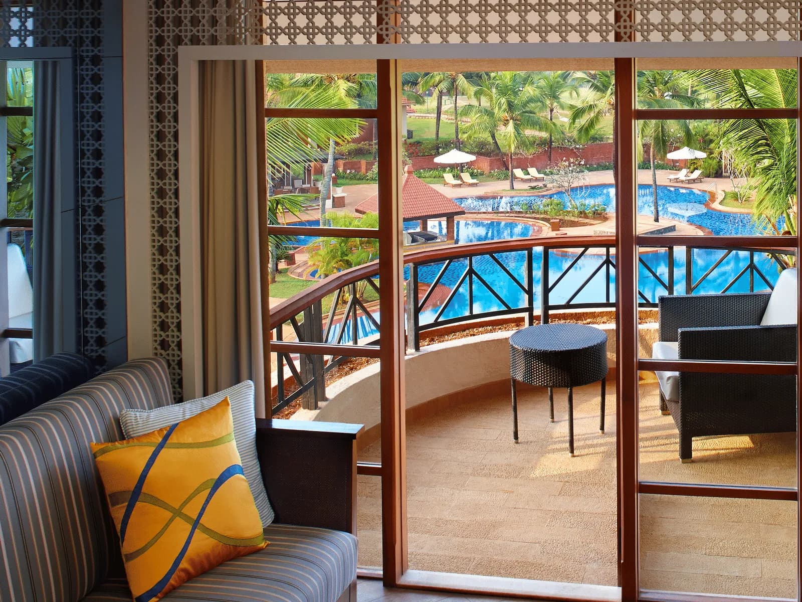 Guest room with ocean view at Caravela Beach Resort Goa