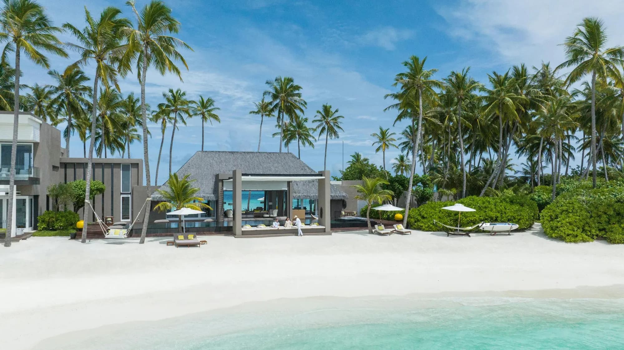 Private Island infinity pool and poolside above the lagoon at Cheval Blanc Randheli, Maldives