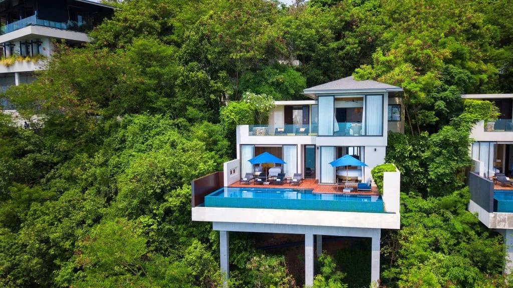 Two-storey Talay Residence with a private grass lawn and sweeping ocean views at Conrad Koh Samui