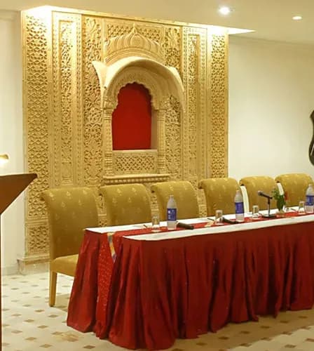 Ganga Villas indoor banquet hall set for an event at Fort Rajwada Jaisalmer