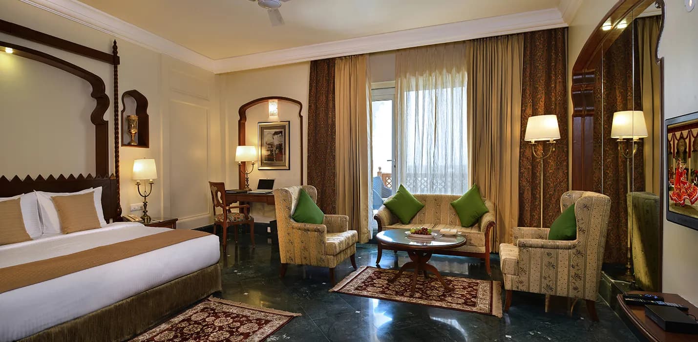 Luxury Marwar-styled suite interior at Indana Palace Jodhpur