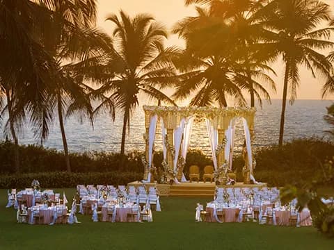 Seaside Lawns beside the beach at ITC Grand Goa, South Goa