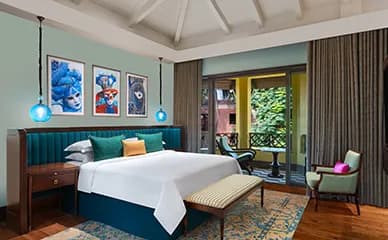 Luxury suite bedroom at ITC Grand Goa, a Luxury Collection Resort and Spa