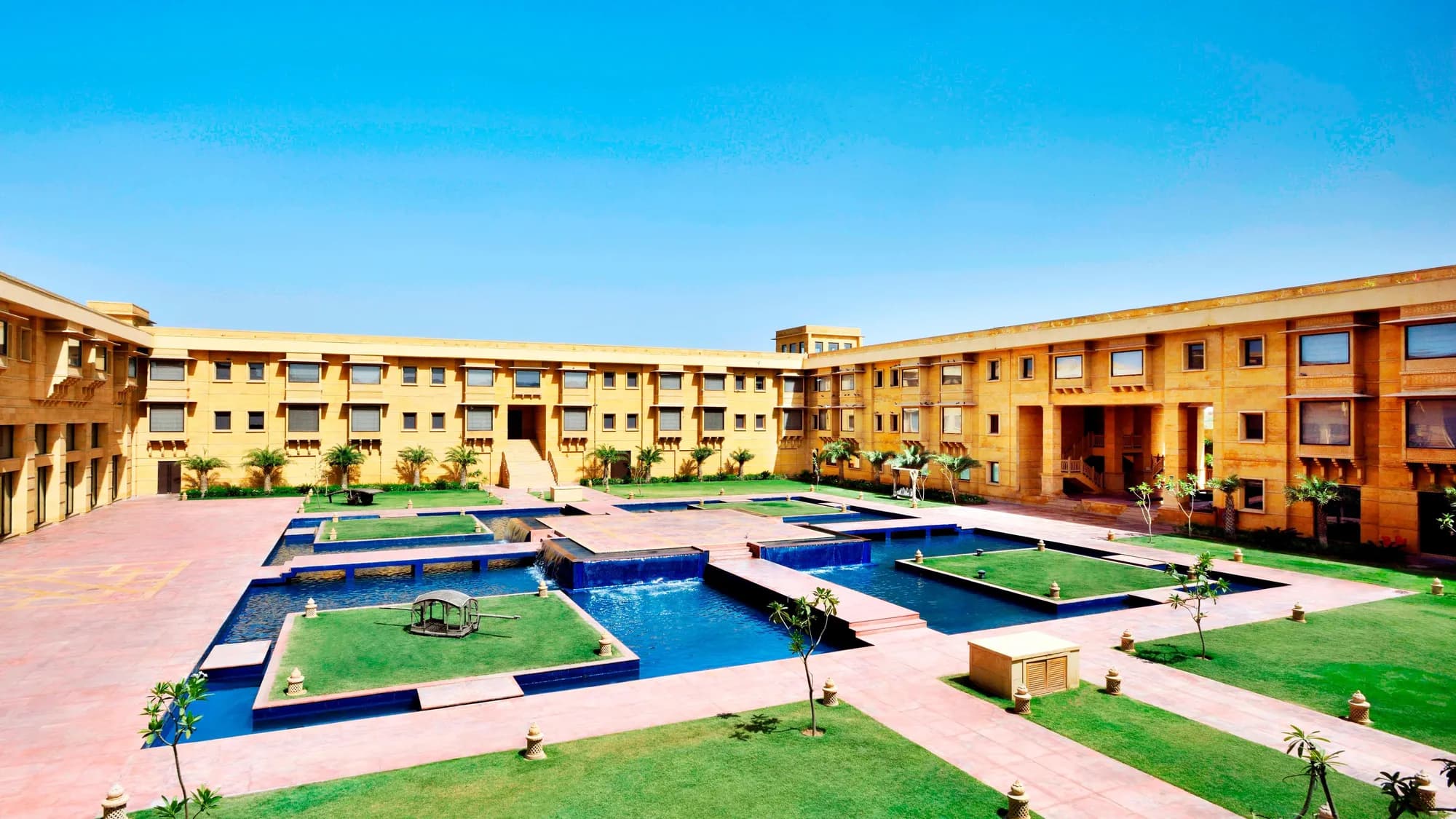 Palm Garden open-air lawn for outdoor functions at Jaisalmer Marriott Resort and Spa