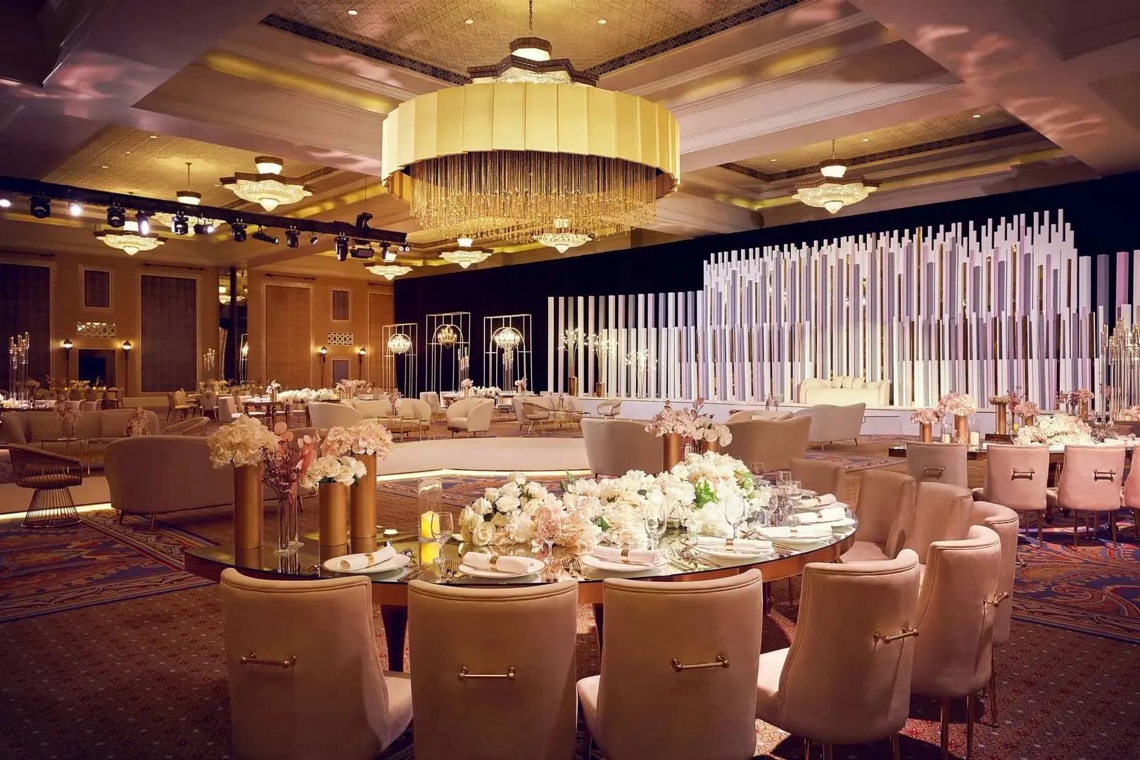 Majlis Al Salam ballroom set for a banquet at Madinat Jumeirah Dubai