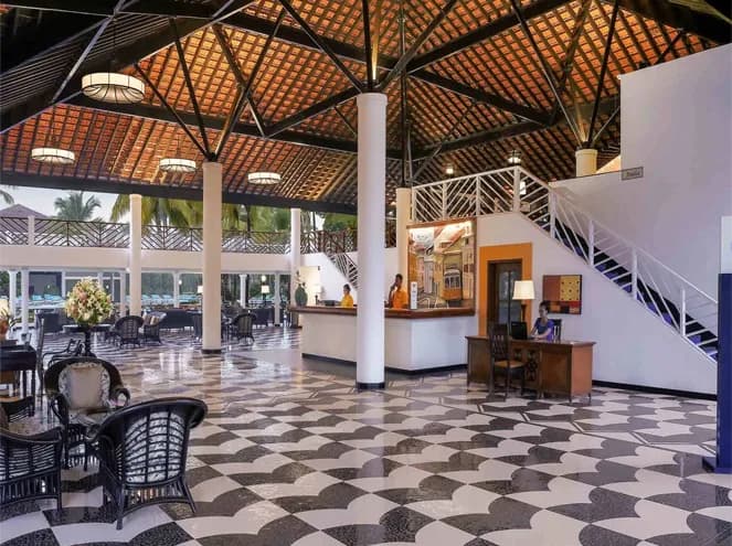 Aerial view of Novotel Goa Dona Sylvia Resort gardens in Cavelossim, South Goa