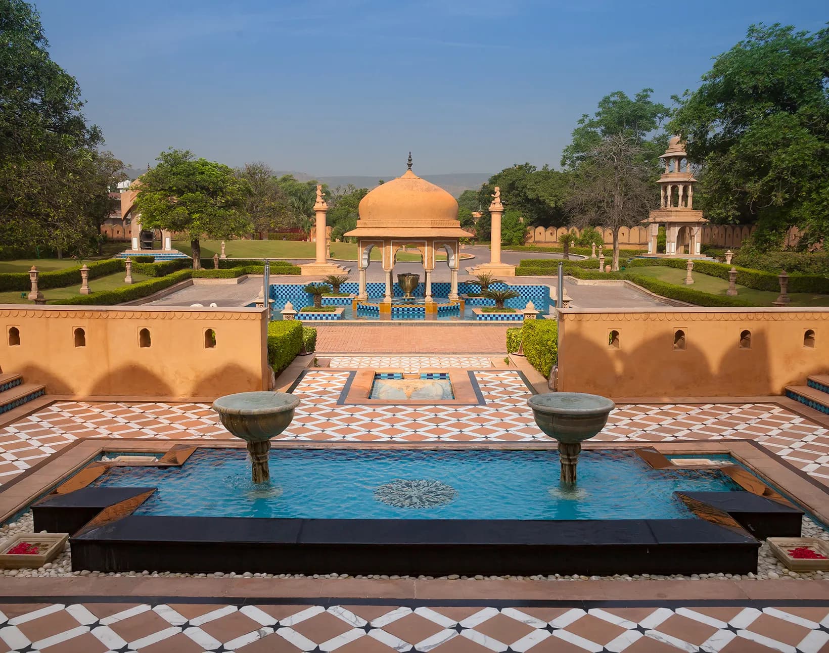 Charbagh Mughal-style garden lawn event space at The Oberoi Rajvilas Jaipur