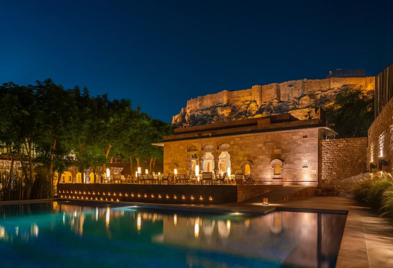 Heritage gateway and walled-city arrival forecourt at RAAS Jodhpur