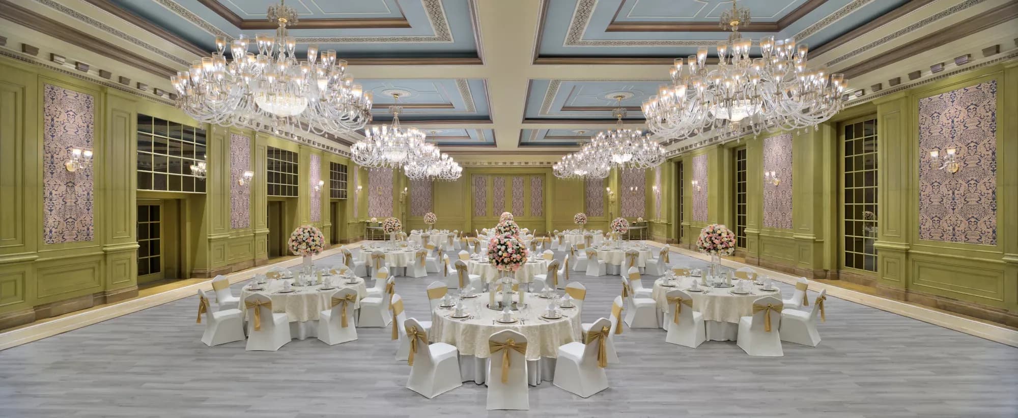 Indoor grand ballroom and event space at Raffles Udaipur