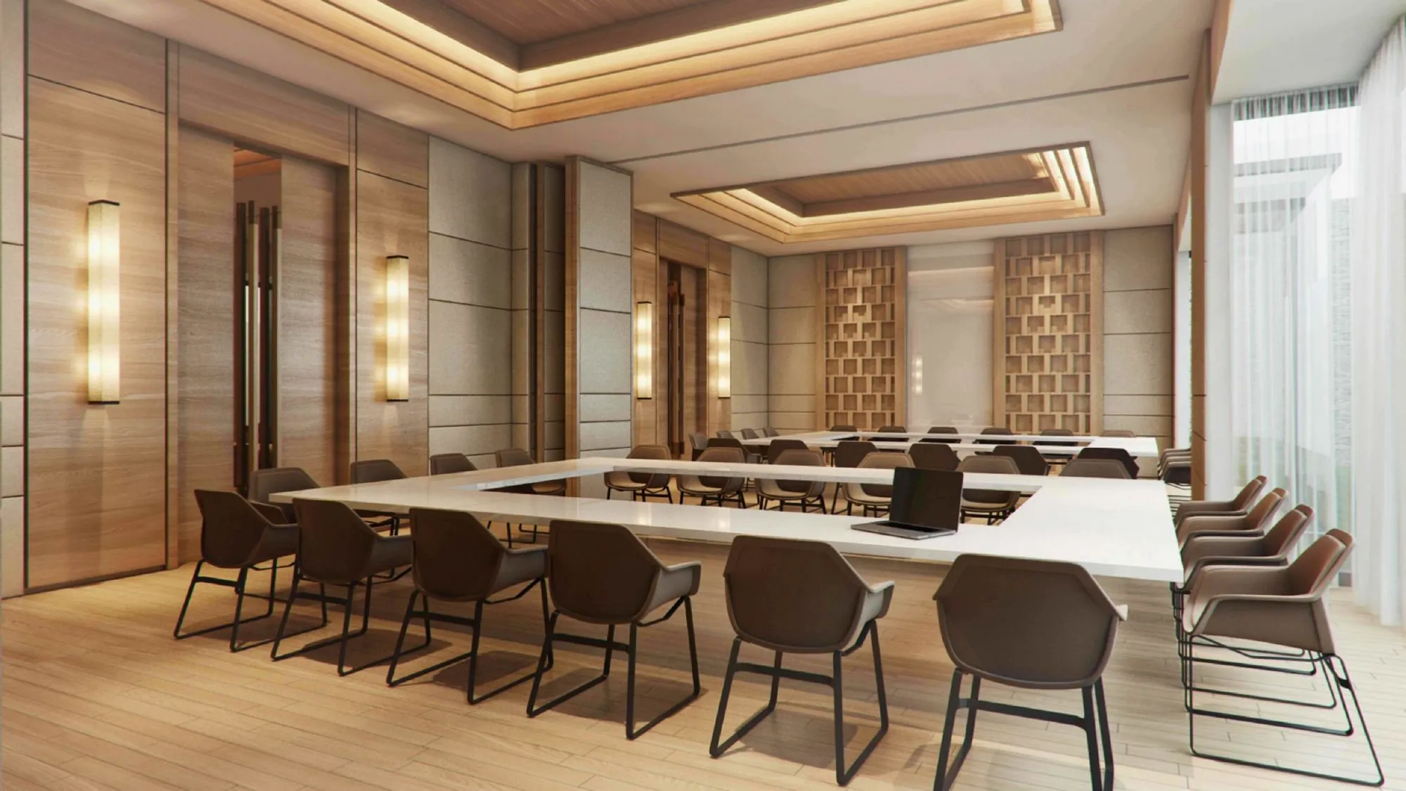 Indoor banquet and function room set for an event at The Ritz-Carlton Koh Samui