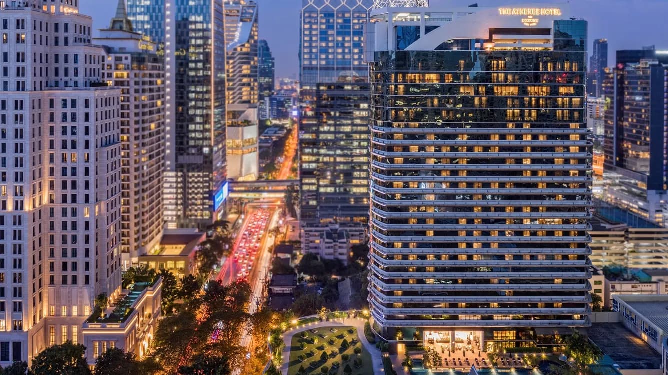 The Athenee Hotel Bangkok exterior tower on Wireless Road in the embassy district