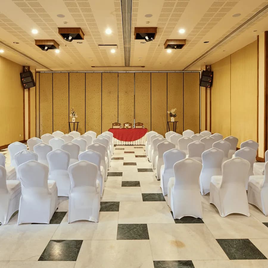 Sir Guman Court indoor banquet hall set for an event at The Ummed Jodhpur