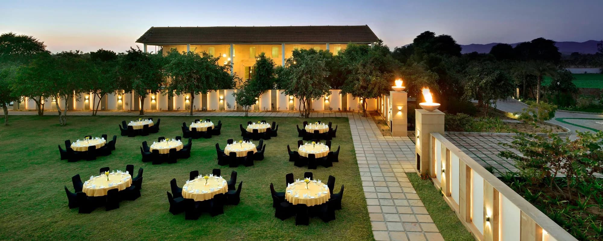 The Nourish Lawn open green outdoor wedding setting at The Westin Pushkar Resort & Spa, Pushkar