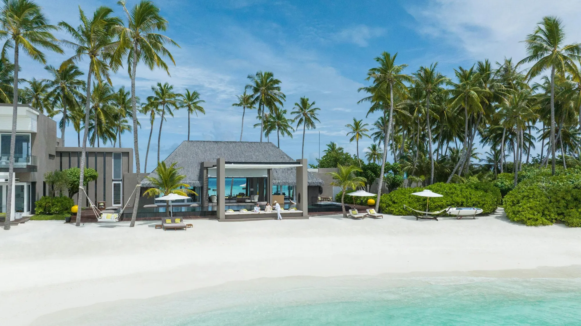 Private Island infinity pool and poolside above the lagoon at Cheval Blanc Randheli, Maldives