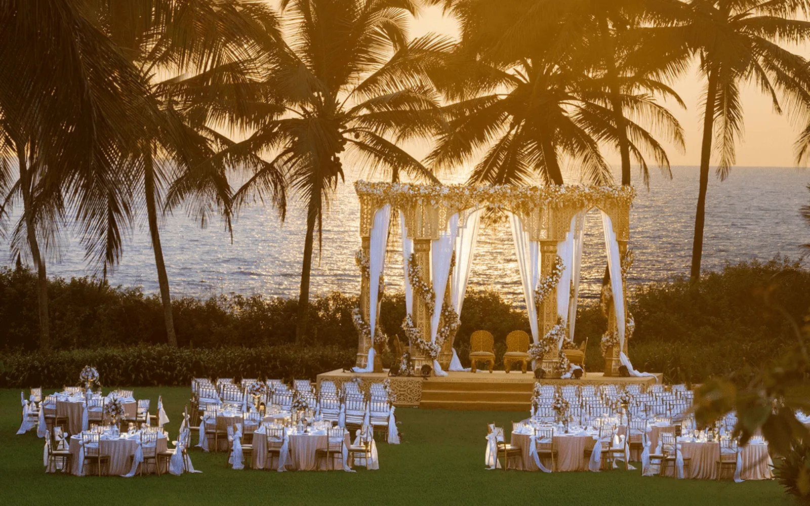 Seaside Lawns beside the beach at ITC Grand Goa, South Goa