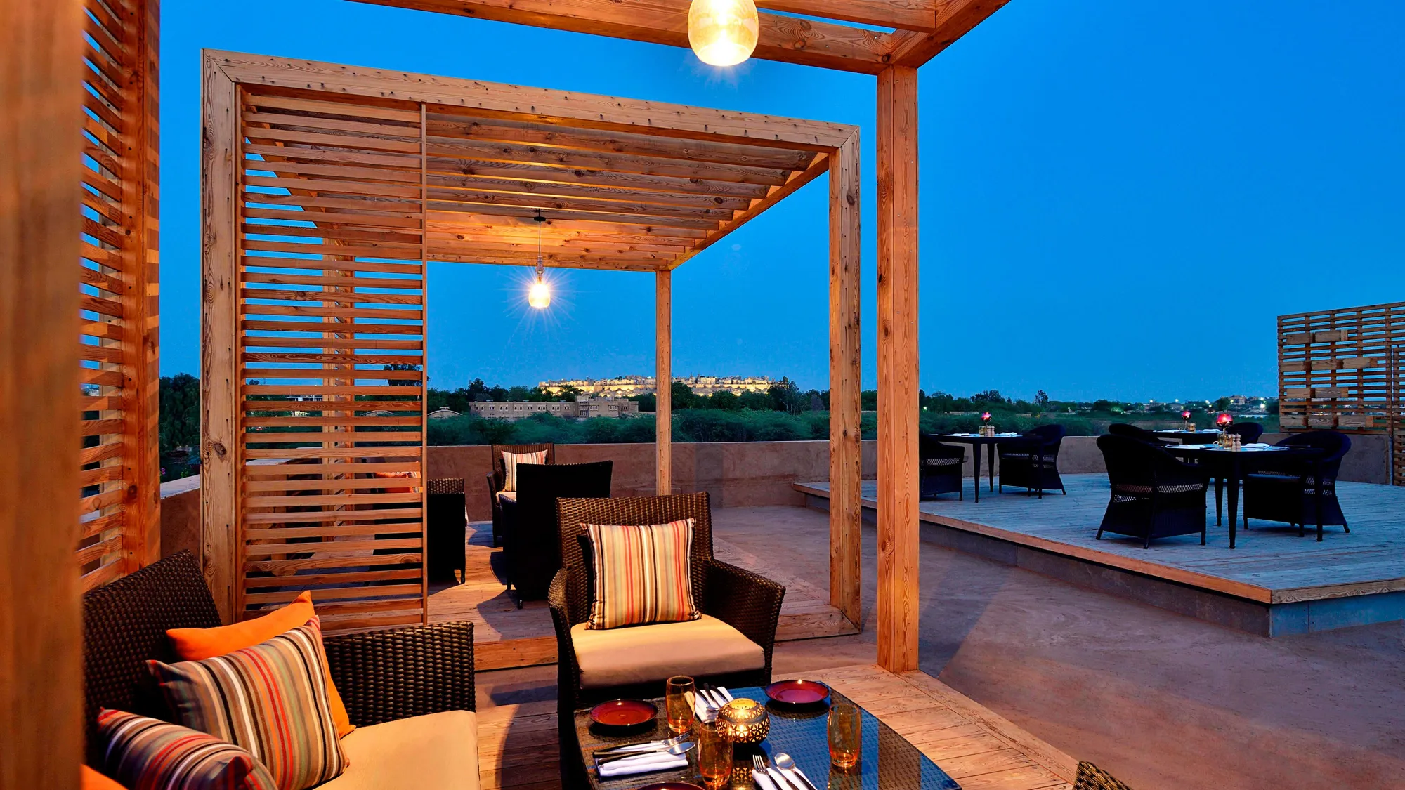 Wyra fort-view fine-dining and royal hospitality presentation at Jaisalmer Marriott Resort and Spa