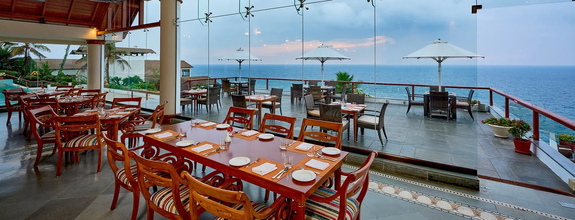The Terrace ocean dining at The Leela Kovalam