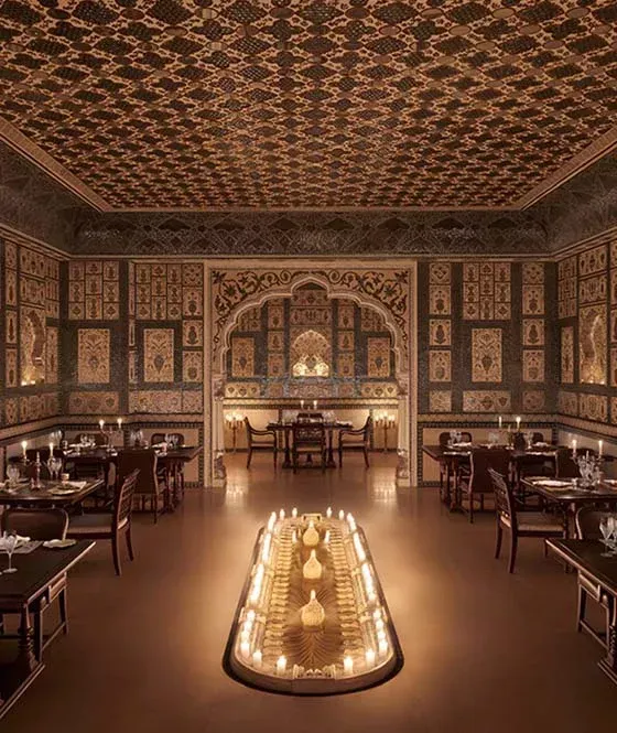 Jamavar fine-dining and royal Rajasthani hospitality presentation at The Leela Palace Jaipur