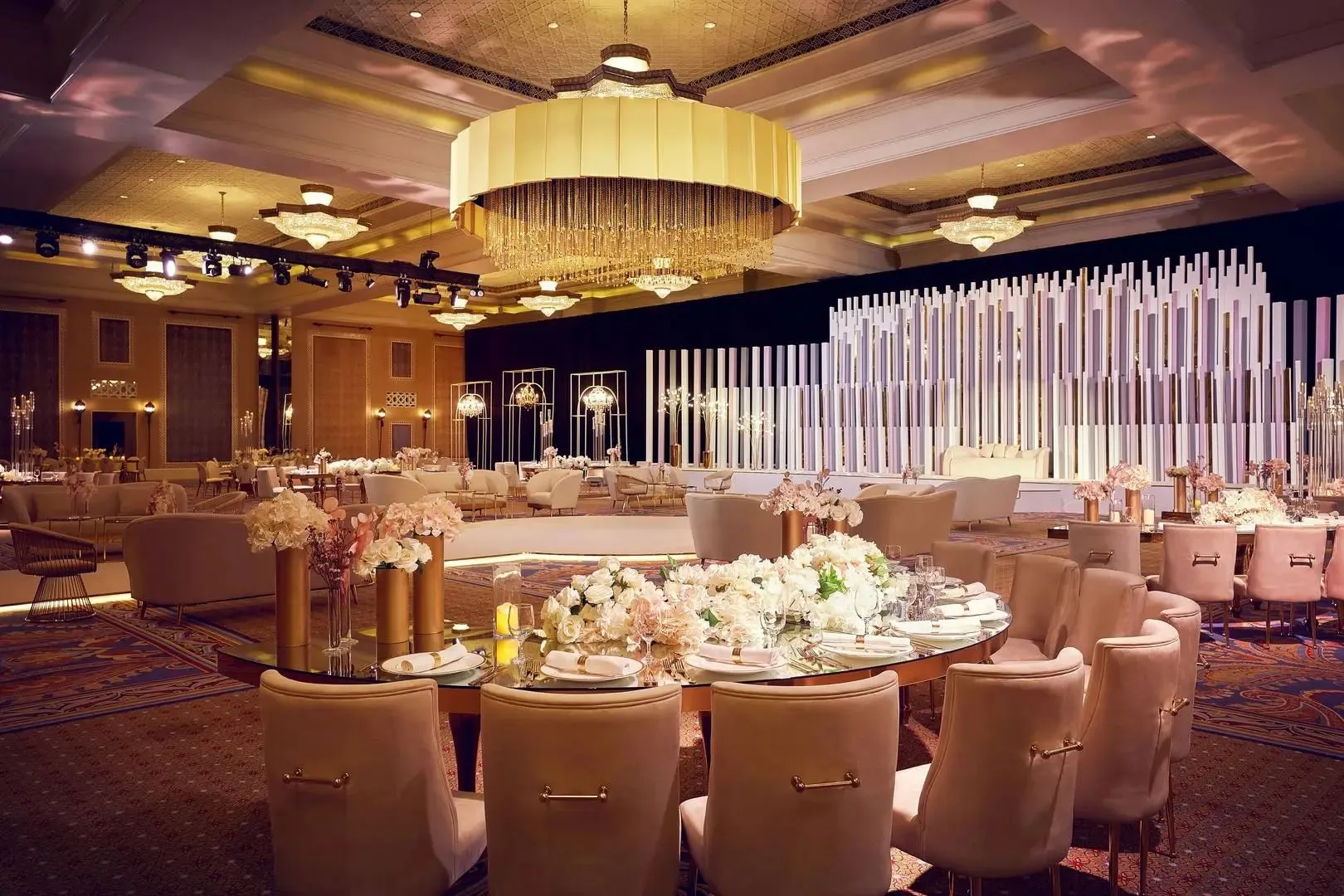 Majlis Al Salam ballroom set for a banquet at Madinat Jumeirah Dubai