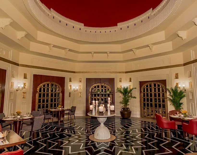 Mewar fine-dining and royal hospitality presentation at The Oberoi Udaivilas Udaipur