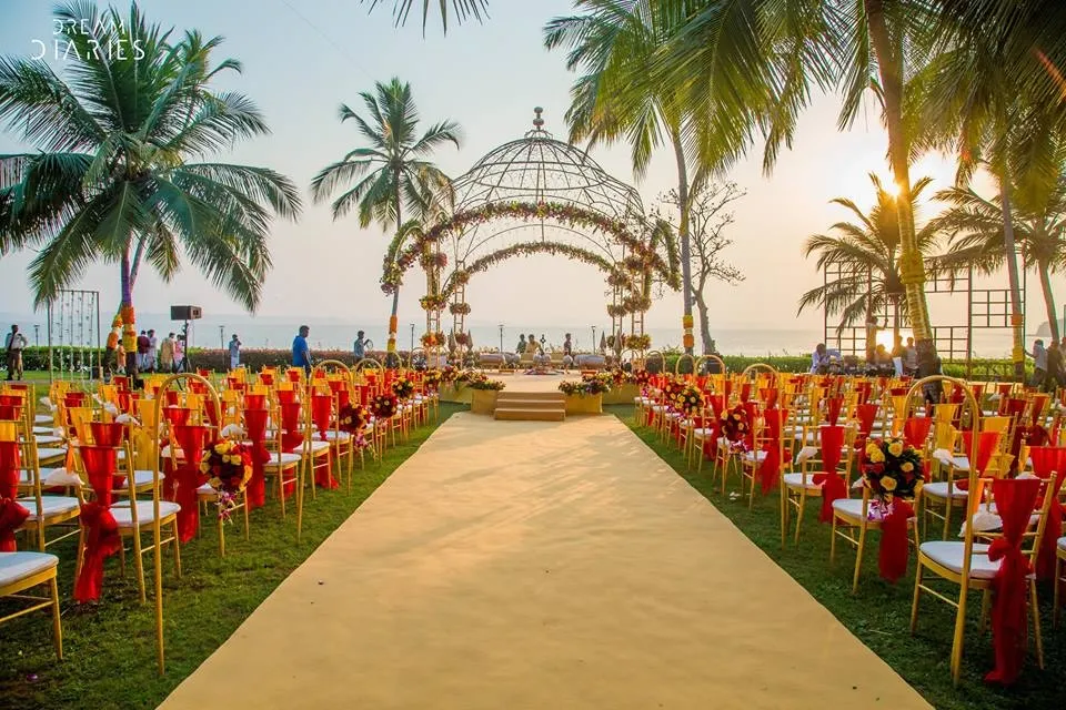 Garden lawn reception setup at Park Hyatt Goa Resort and Spa