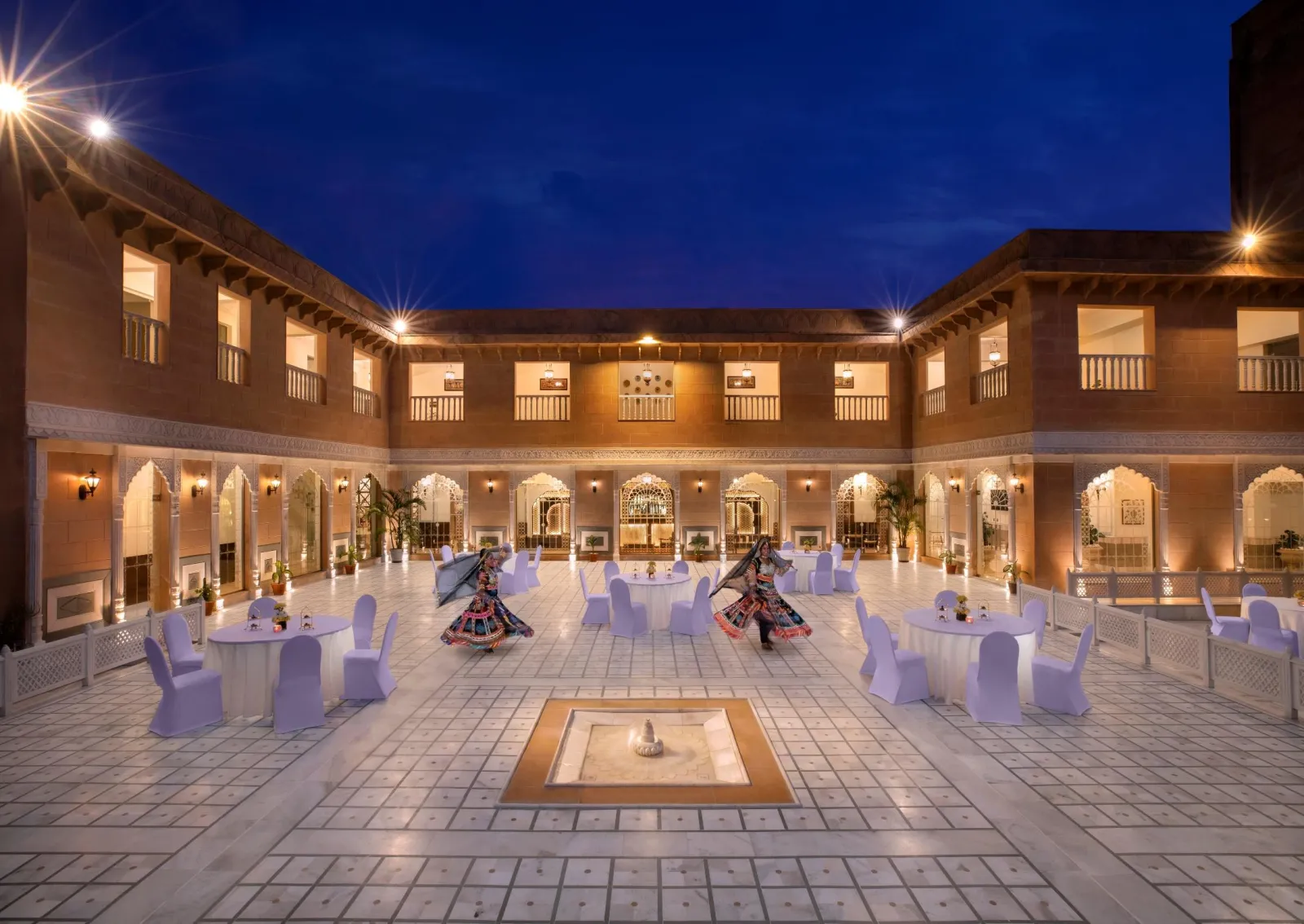 Mughal Lawn open garden wedding setting against the Aravalli Hills at Pratap Mahal Ajmer IHCL SeleQtions