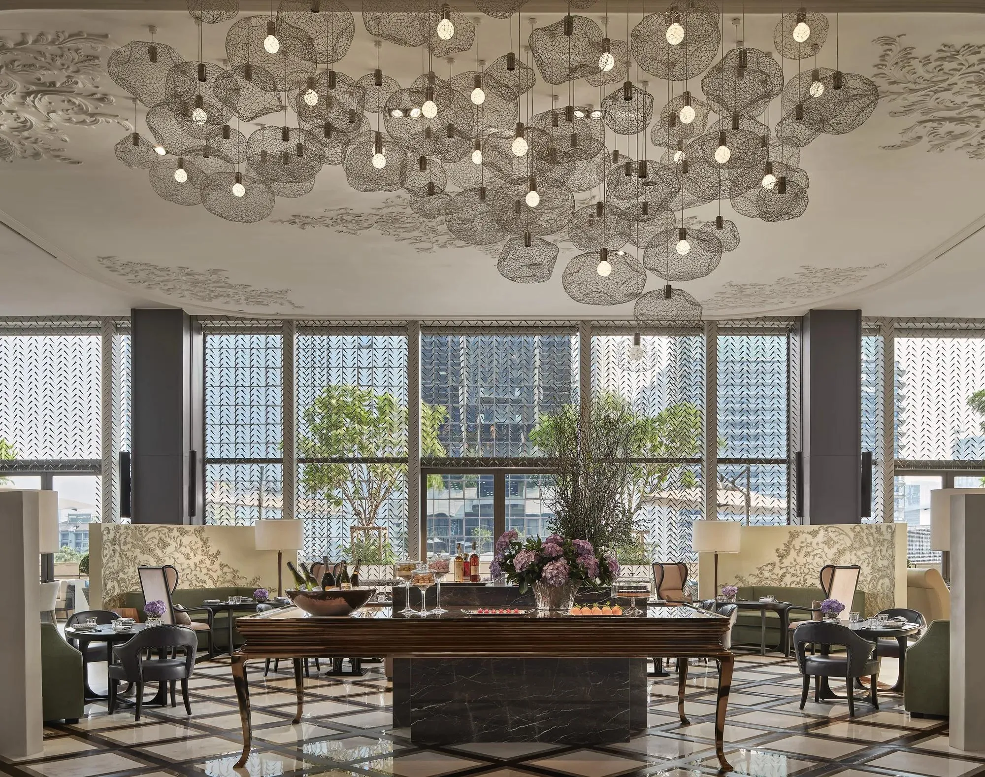 Lakorn restaurant interior ambience and contemporary Thai design detail at Rosewood Bangkok