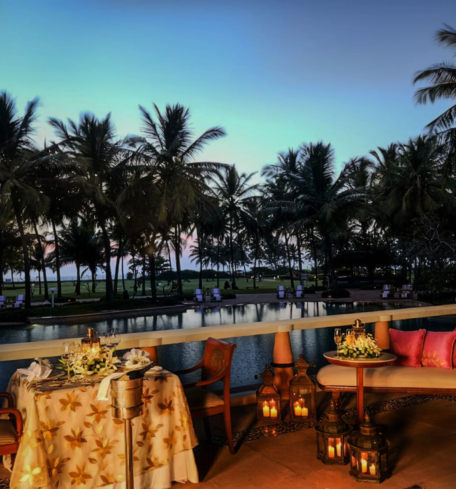 Wedding reception at Taj Exotica Goa with decor details