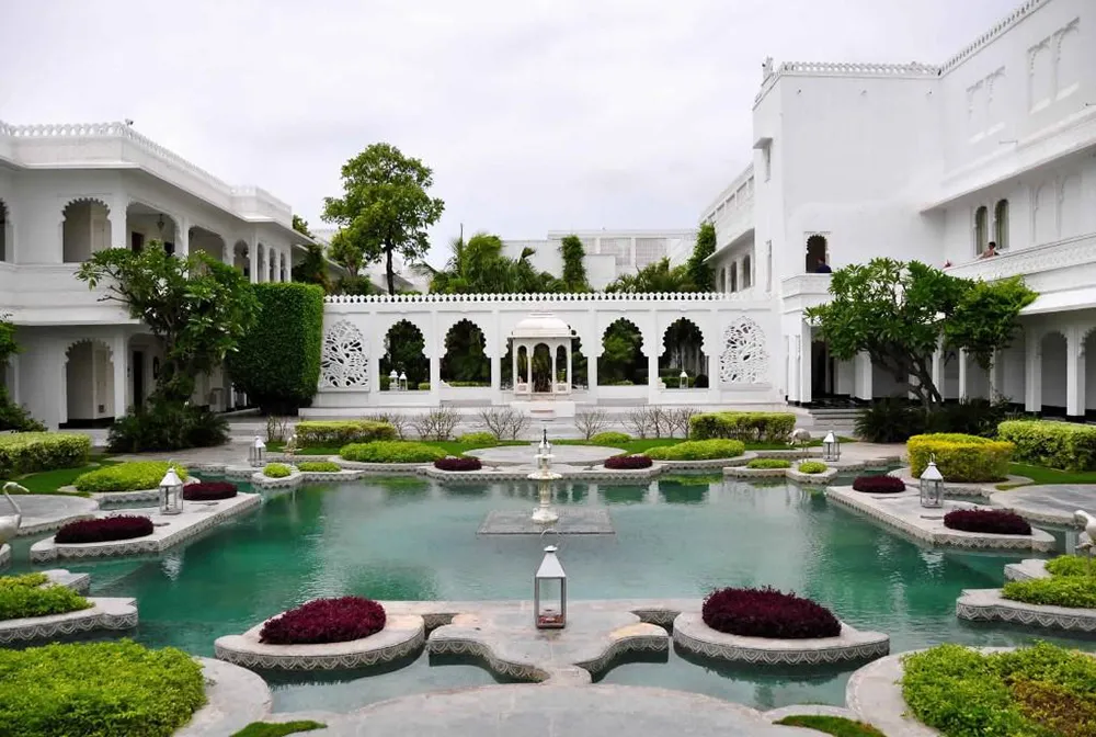 Heritage marble banquet hall interior at Taj Lake Palace, Udaipur