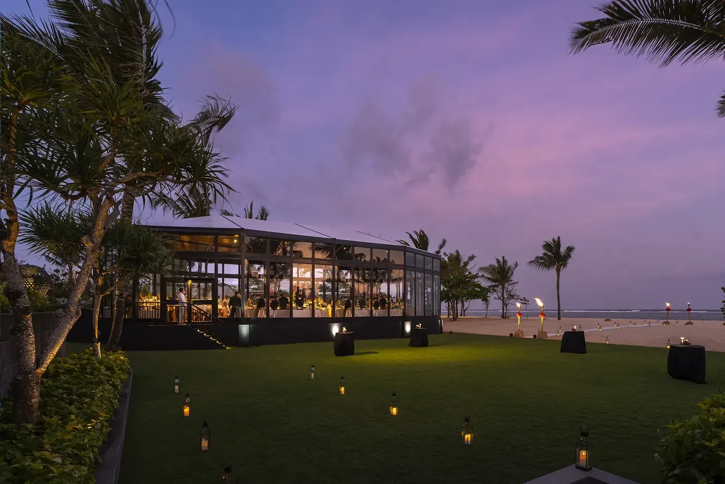 Mulia Glass House indoor-outdoor wedding pavilion with ocean views at The Mulia Bali, Nusa Dua