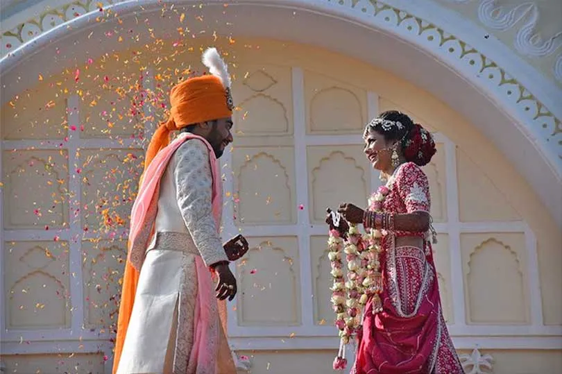 Floral and lantern wedding decor detail at The Tigress resort Ranthambore
