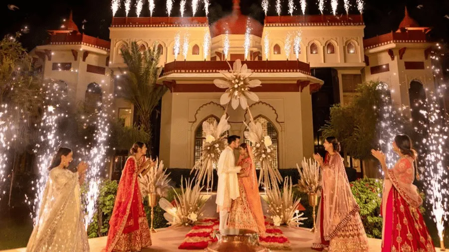 Palace Lawn daytime ceremony and mandap setting at The Ummed Jodhpur