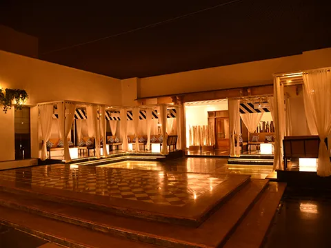 Welcomhotel by ITC Hotels Jodhpur campus and lawns glowing under the Marwar evening sky