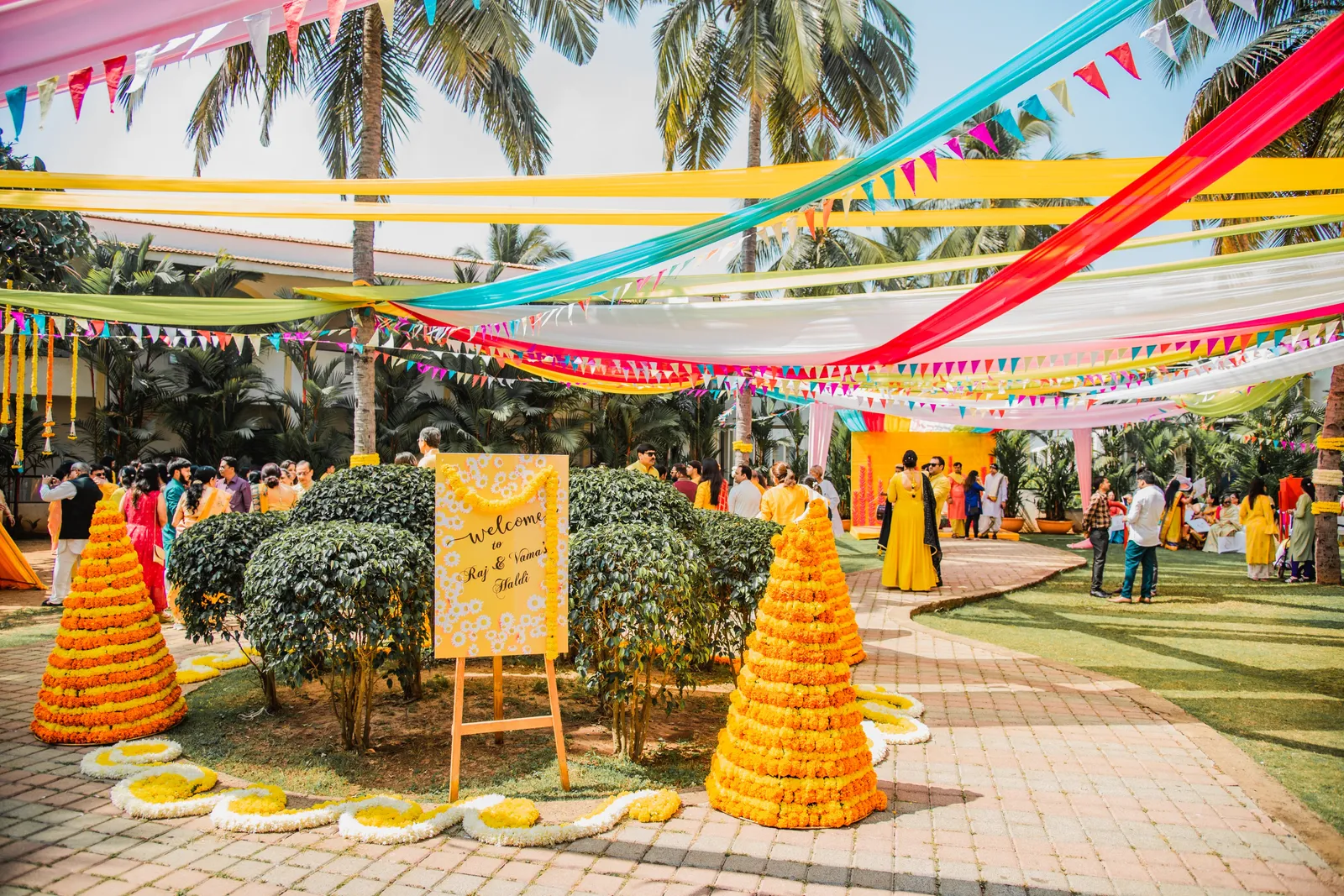 Raj & Vama — Haldi celebration with floral Holi